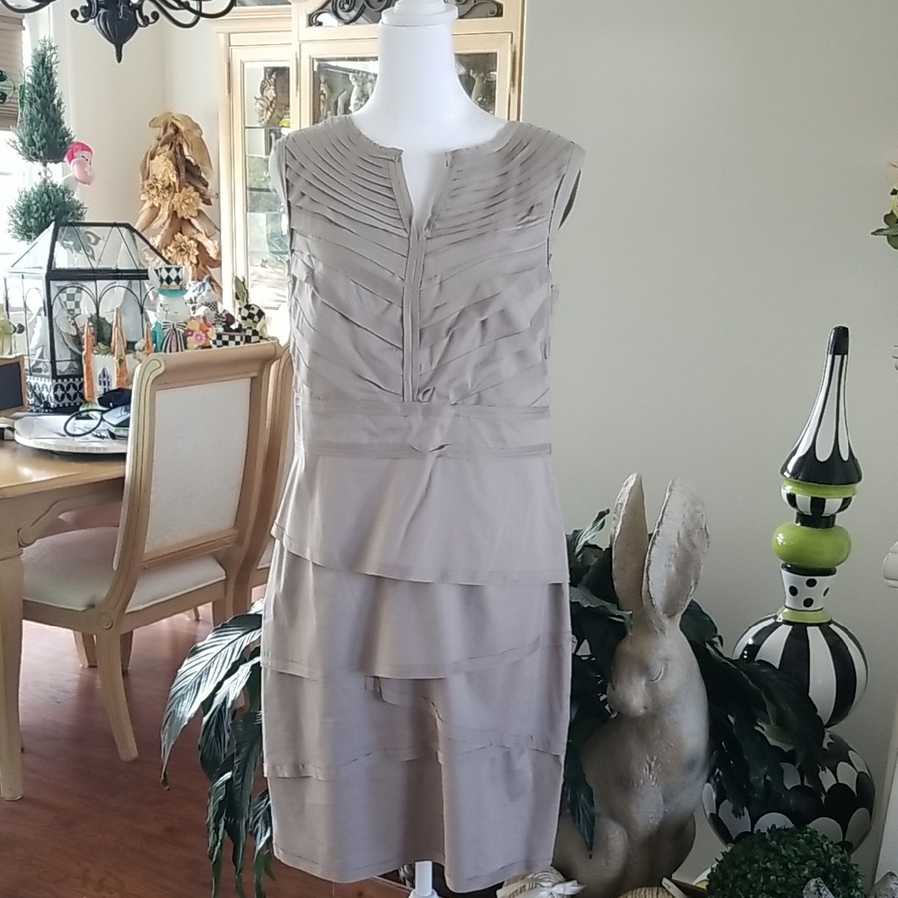Alfani Taupe Tiered Midi Dress